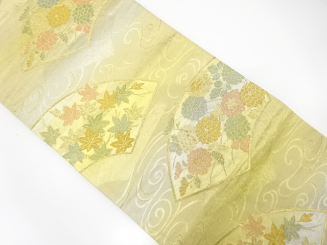 JAPANESE KIMONO / ANTIQUE FUKURO OBI / SILK / WOVEN JIGAMI PATTERN